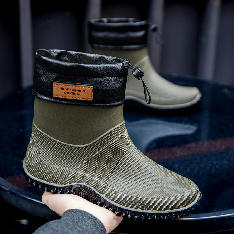 Herren Funktionale wasserdichte Ankle-Gummistiefel mit verstellbarem Bündchen Echoarhiv