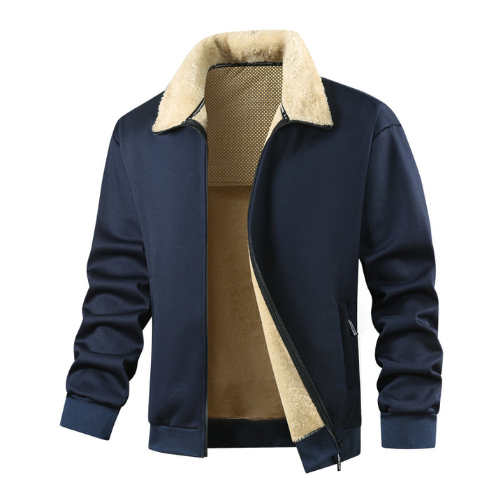 Herren Wattierte Teddyfleece-Bomberjacke mit Stehkragen & durchgehendem Reißverschluss Echoarchiv