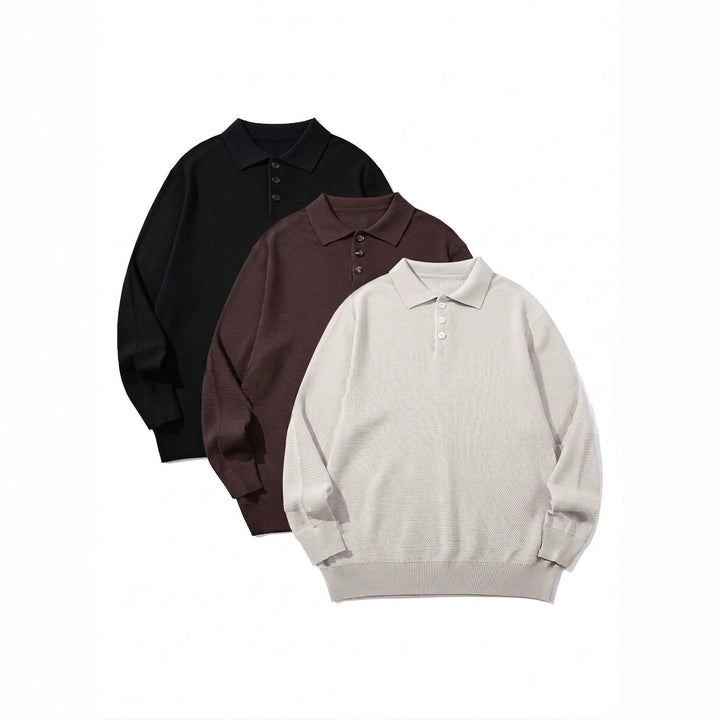 Unisex Waffelstrick-Polo im Relaxed-Fit mit dreifacher Knopfleiste und geripptem Saum Echoarchiv