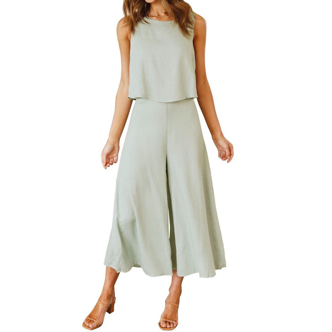 Damen lässiger Jumpsuit mit weit geschnittenem Beinen und leichtem Oberteil Echo Archiv