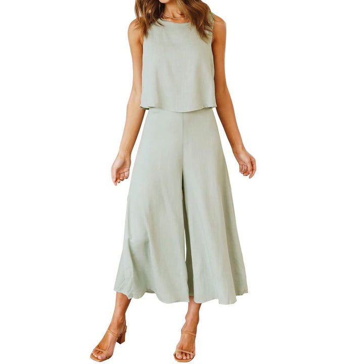 Damen lässiger Jumpsuit mit weit geschnittenem Beinen und leichtem Oberteil Echo Archiv