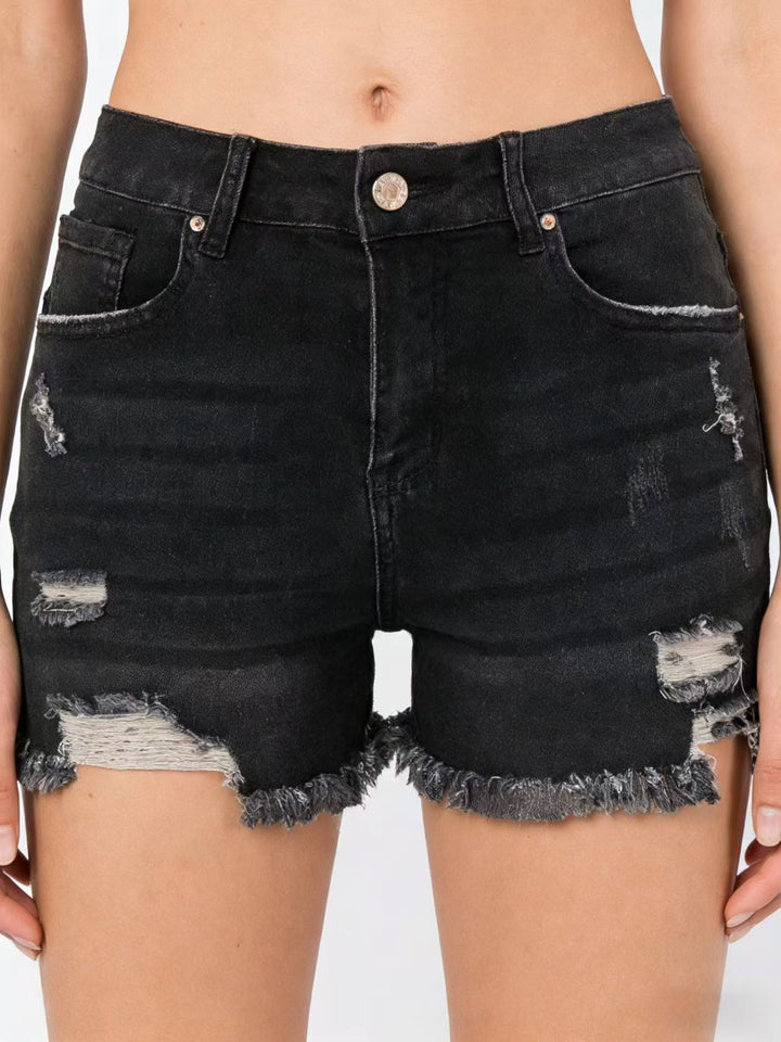 Damen Destroyed Denim-Shorts mit fransigem Saum und stylischen Rissdetails Echo Archiv