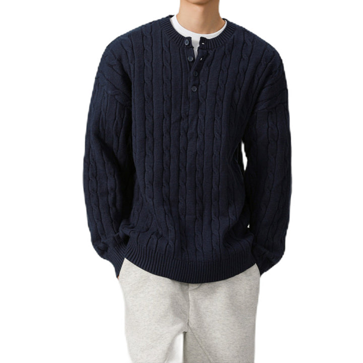 Herren Grobstrickpullover mit Knopfleiste Echo Archiv