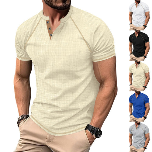 Herren Kurzarm-Hemd mit Knopfleiste und kontrastierenden Akzenten Echoarchiv