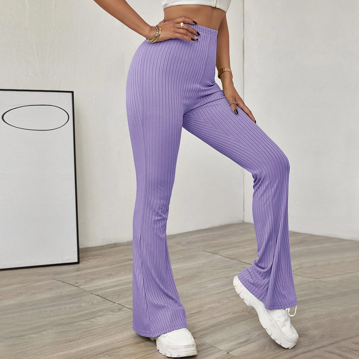 Damen gerippte hochgeschnittene Bootcut-Hose aus Stretch-Jersey mit ausgestelltem Bein – Avélisse