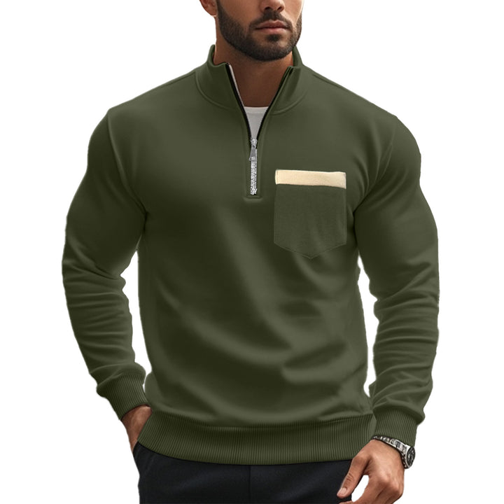 Herren nan angerauter Sweat-Halbzip mit kontrastiertem Innenkragen und elastischem Saum Echo Archiv