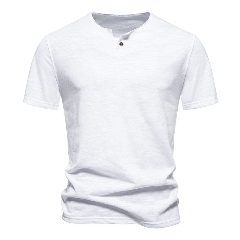 Herren Kurzarm-Henley-Shirt mit elegantem Knopfdesign Echoarchiv