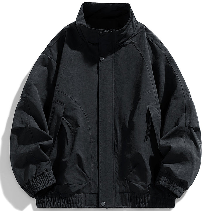 Herren moderne Utility-Blouson mit Stehkragen, verdecktem Druckknopfverschluss und elastischem Saum – Taviero