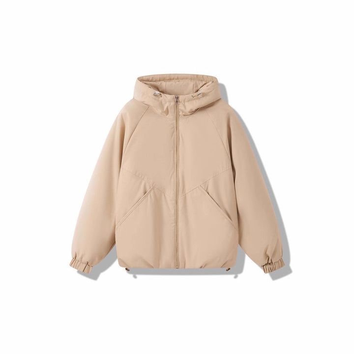 Damen Leicht wattierte Kapuzenjacke mit Raglanärmeln, elastischen Bündchen und verstellbarem Saum – Célinea