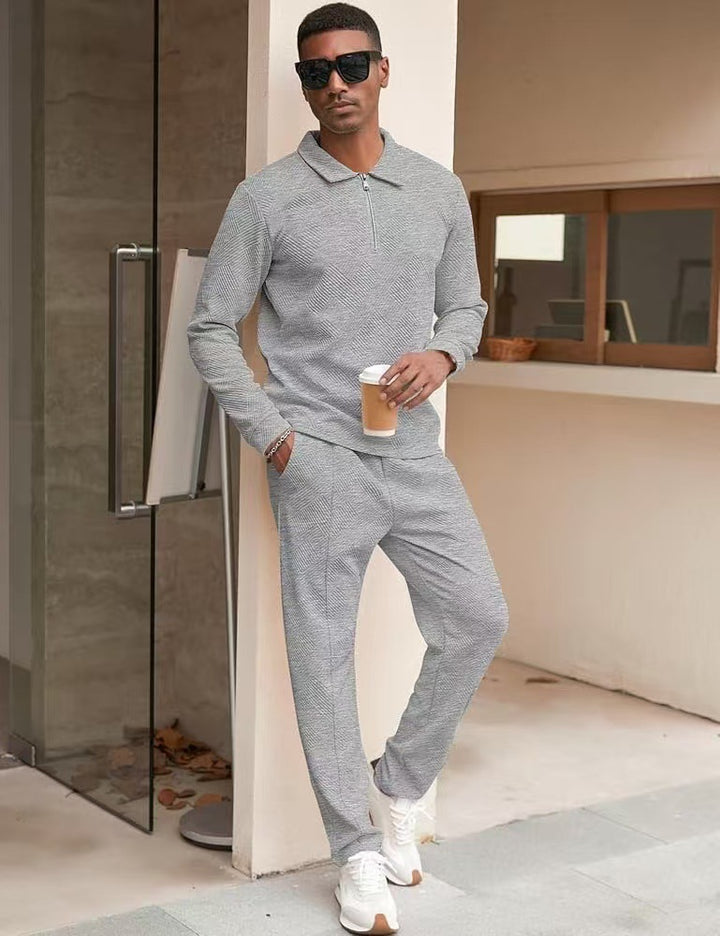 Herren Freizeit-Oberteil und Hose Set mit strukturiertem Design Echoarchiv