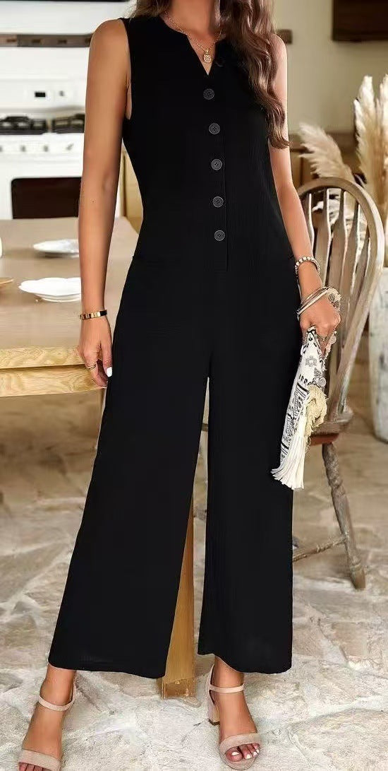 Damen Eleganter Jumpsuit mit Knopfdetails und praktischen Taschen Echo Archiv