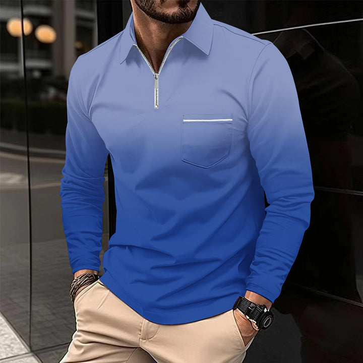 Herren Langarmshirt mit modernem Reißverschluss und Brusttasche Echoarchiv