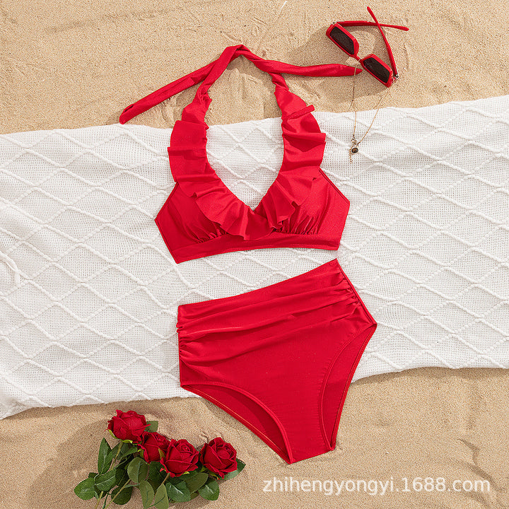Damen Hoch-waisted Bikini mit voluminösem Rüschendesign Echo Archiv