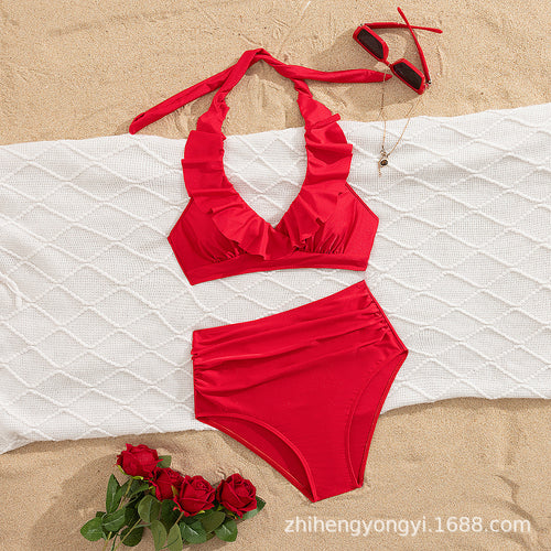 Damen Hoch-waisted Bikini mit voluminösem Rüschendesign Echo Archiv