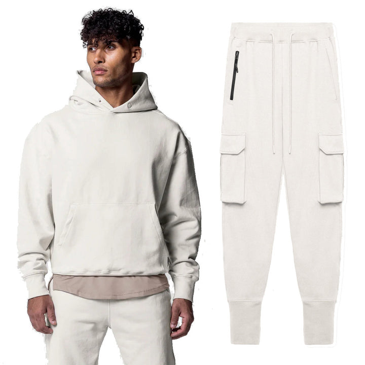 Herren Lässiger Hoodie mit Kängurutasche und praktischen Cargo-Hosen Echoarchiv
