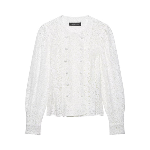Damen Spitzenbluse im Jackenlook mit floralem Spitzenmuster und Zierknopfleiste Echo Archiv