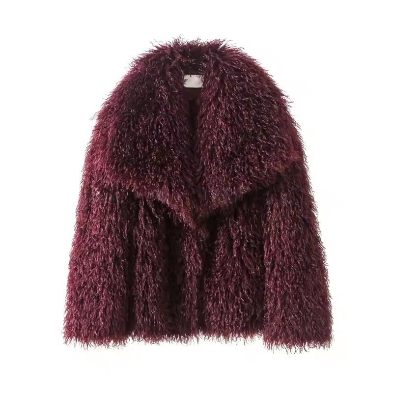 Damen Kurzjacke aus langflorigem Kunstpelz mit voluminösem Schalkragen Echo Archiv