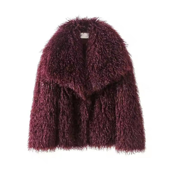 Damen Kurzjacke aus langflorigem Kunstpelz mit voluminösem Schalkragen Echo Archiv