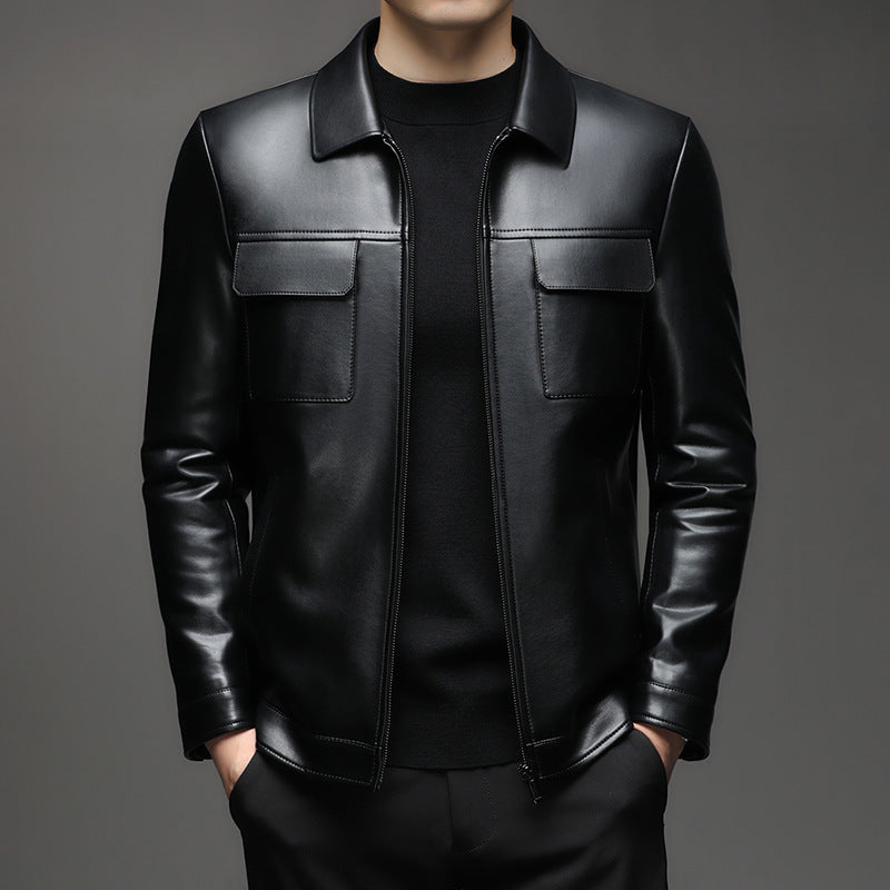 Herren moderne Kunstlederjacke mit praktischen Taschen Echoarchiv