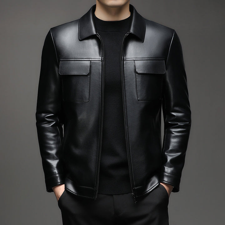 Herren moderne Kunstlederjacke mit praktischen Taschen Echoarchiv