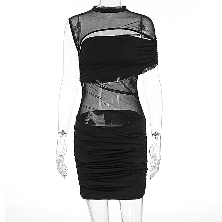 Damen figurbetontes Kleid mit transparenten Einsätzen und raffinierten Drapierungen Echo Archiv