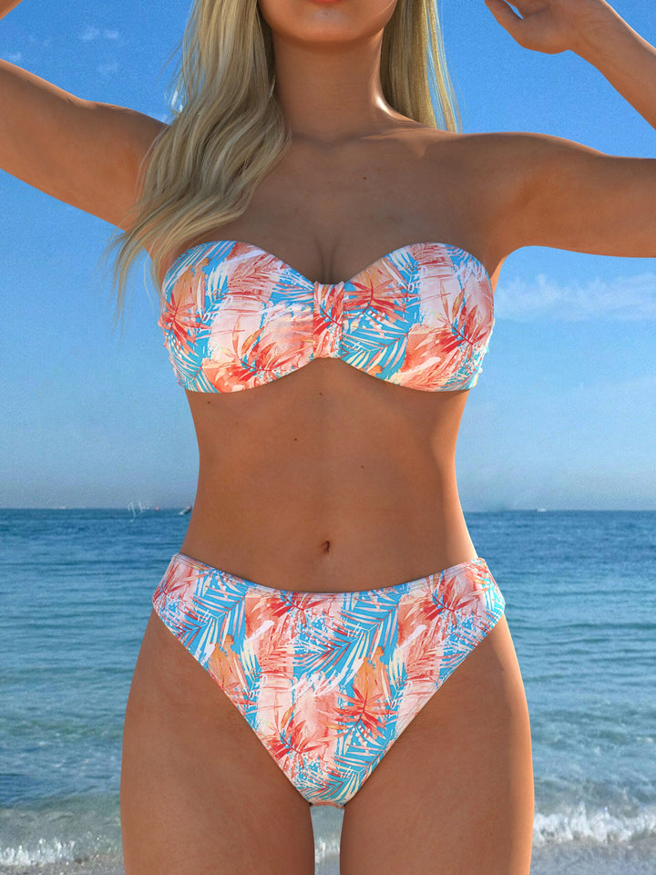 Damen Wickel-Bikini-Set mit floralem Design und hohem Bund Echo Archiv