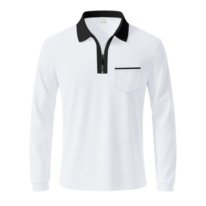 Herren Langarm-Polo mit Reißverschluss und Brusttasche Echoarchiv