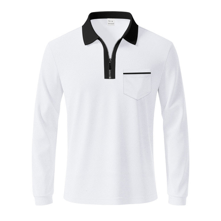 Herren Langarm-Polo mit Reißverschluss und Brusttasche Echoarchiv