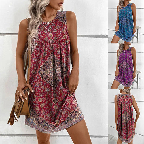 Damen lässiges Midi-Kleid mit verspieltem Boho-Muster Echoarchiv