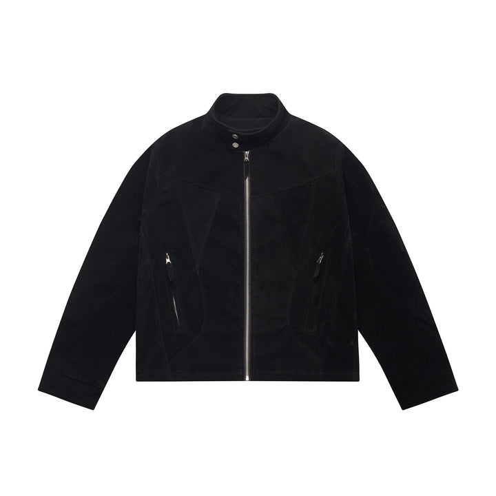 Herren Kurzblouson aus Velours‑Suede mit hohem Kragen und ergonomischer Nahtführung Echoarchiv
