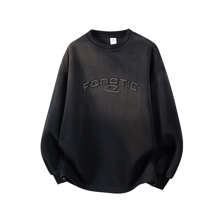 Damen Oversize-Sweatshirt mit gesticktem Schriftzug, abgerundetem Saum & überschnittener Schulter Echoarchiv