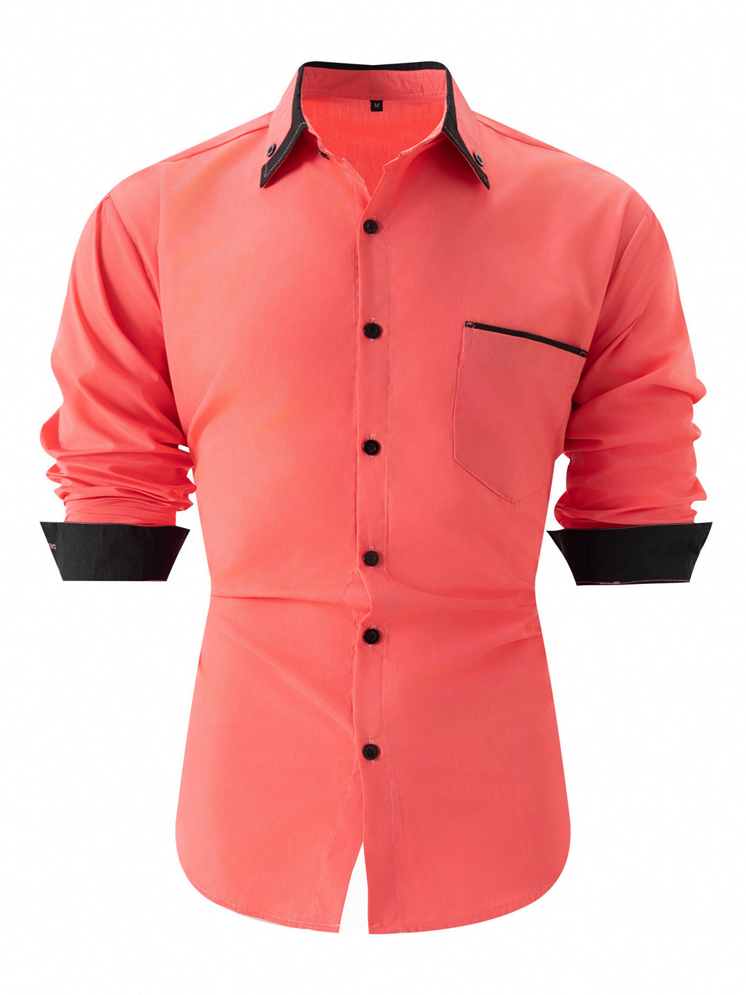 Herren elegantes Langarmhemd mit Kontrastdetails Echoarchiv