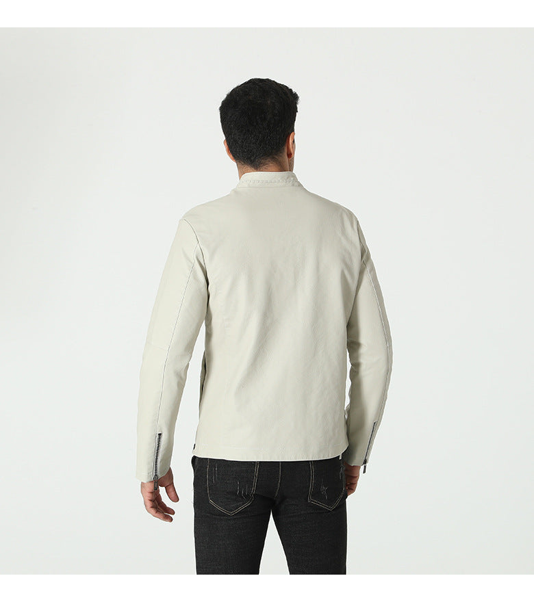 Herren modische Kunstlederjacke mit elastischem Kragen Echoarchiv