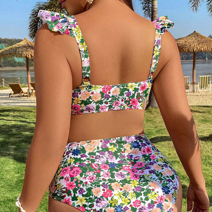 Damen Hochgeschnittener Bikini mit Rüschendetails Echo Archiv