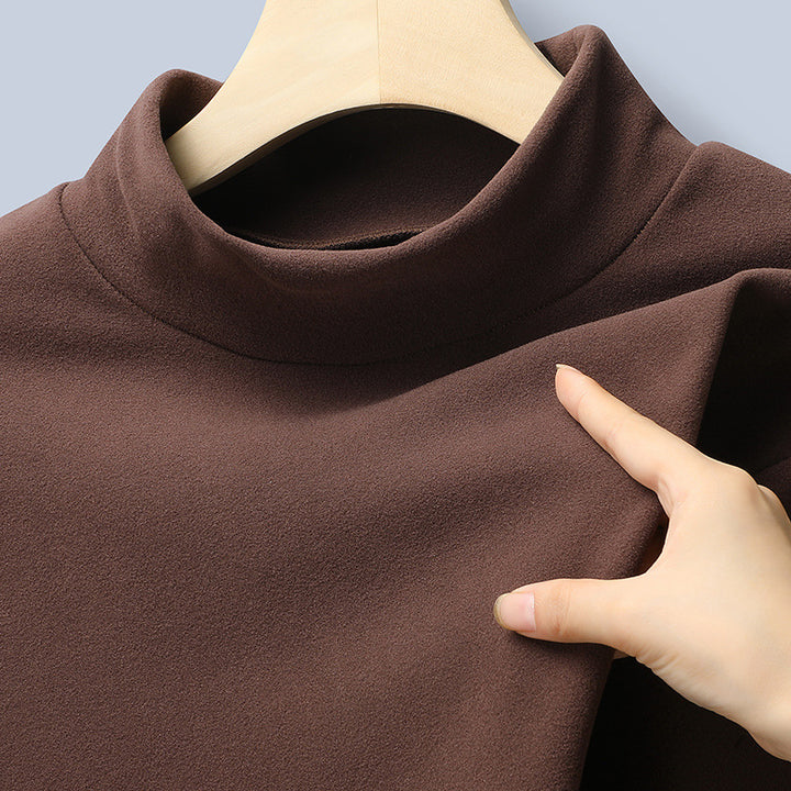 Damen Feines Stretch-Mockneck-Langarmshirt mit engem Stehkragen Echo Archiv