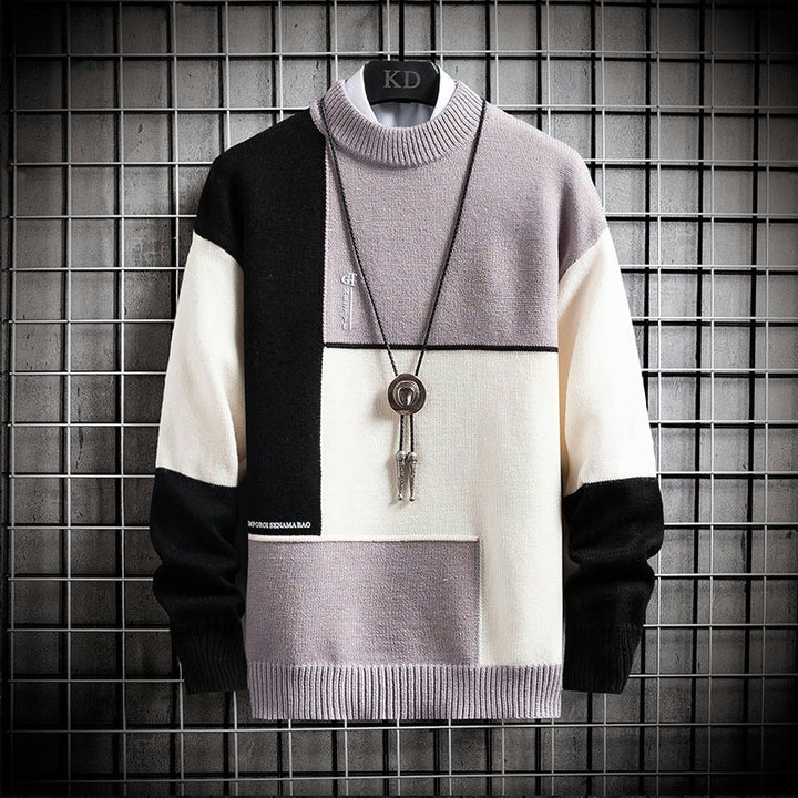 Herren nan blockfarbiger Oversize-Feinstrickpullover mit Stehkragen und gerippten Bündchen Echo Archiv