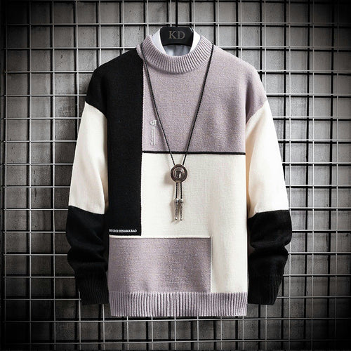Herren nan blockfarbiger Oversize-Feinstrickpullover mit Stehkragen und gerippten Bündchen Echo Archiv