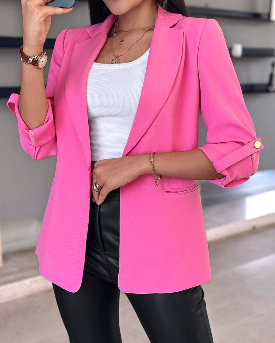 Damen nan taillierter Longblazer mit aufgekrempelten Ärmeln, Reverskragen und schlanker Silhouette Echo Archiv
