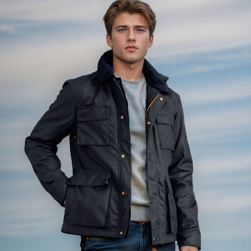 Herren modische und funktionale Übergangsjacke mit hochschließendem Kragen Echoarchiv