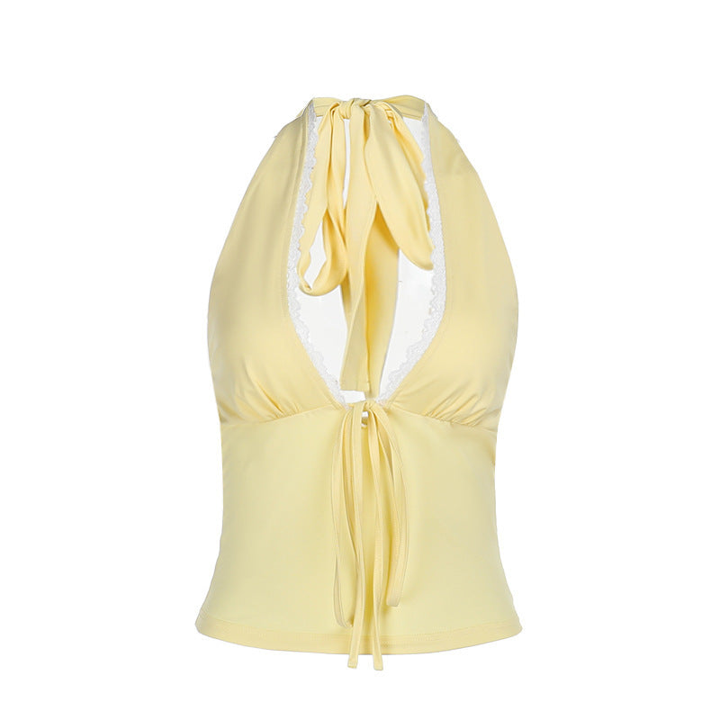 Damen elegantes Haltertop mit zartem Spitzendetail Echo Archiv