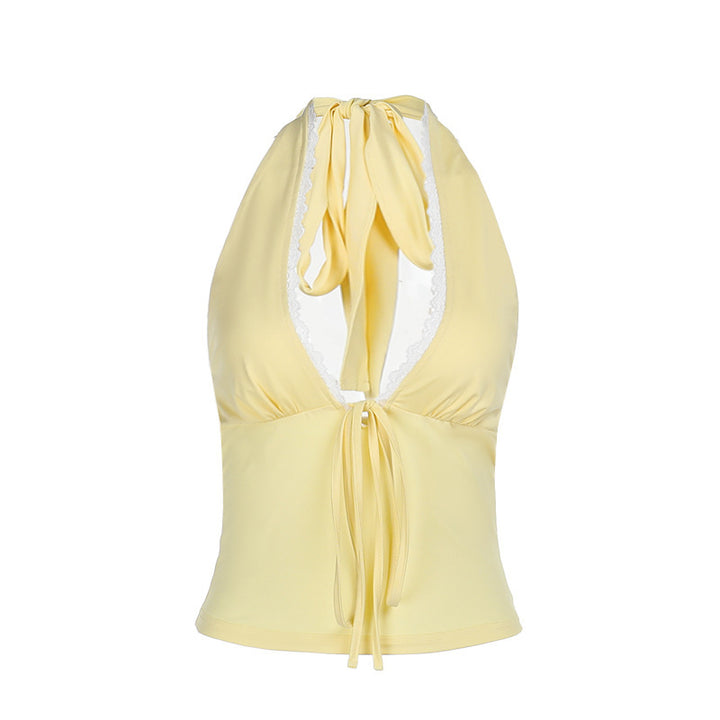 Damen elegantes Haltertop mit zartem Spitzendetail Echo Archiv