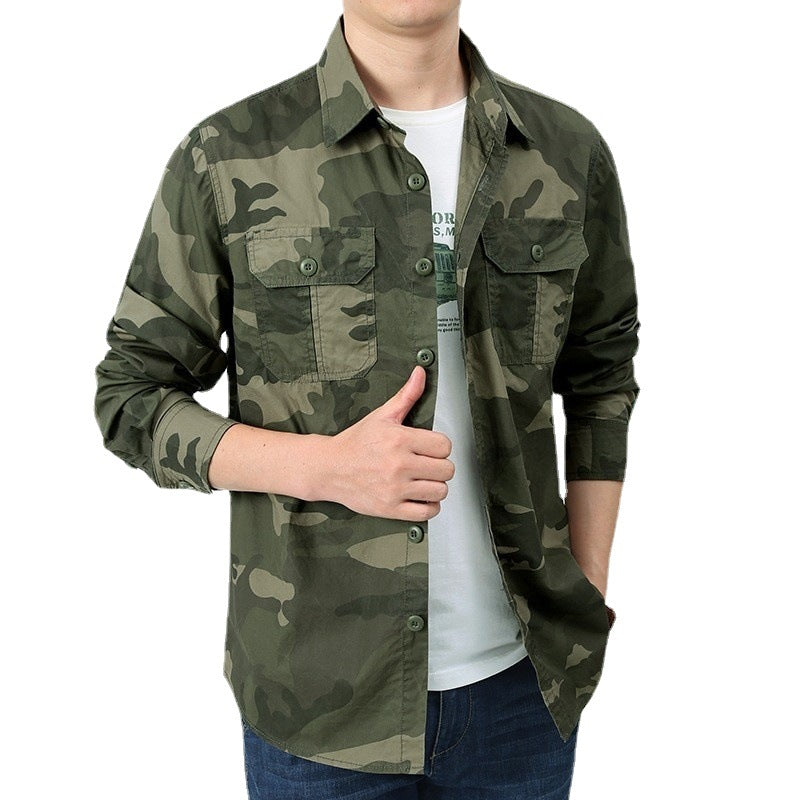 Herren nan Utility-Hemdjacke mit zwei Klappbrusttaschen und geradem Schnitt Echo Archiv