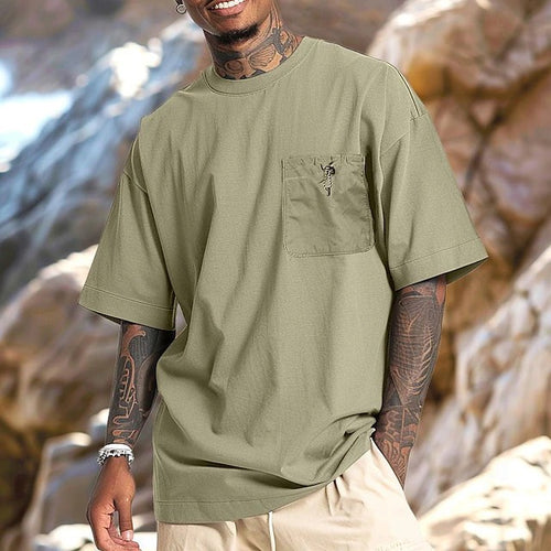 Herren Oversize T-Shirt mit Brusttasche und lässigem Schnitt Echoarchiv