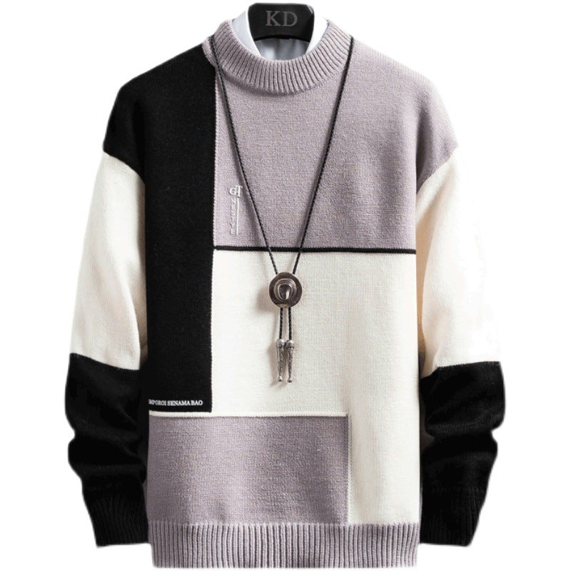 Herren nan blockfarbiger Oversize-Feinstrickpullover mit Stehkragen und gerippten Bündchen Echo Archiv