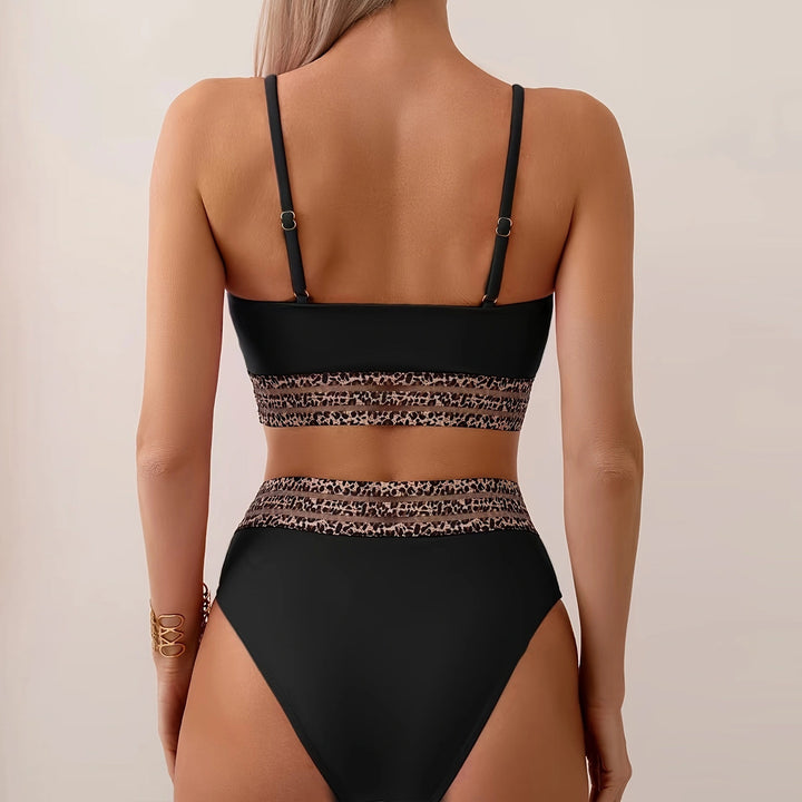 Damen Hochtailliertes Bikini-Set mit modischen Leoparden-Details Echo Archiv