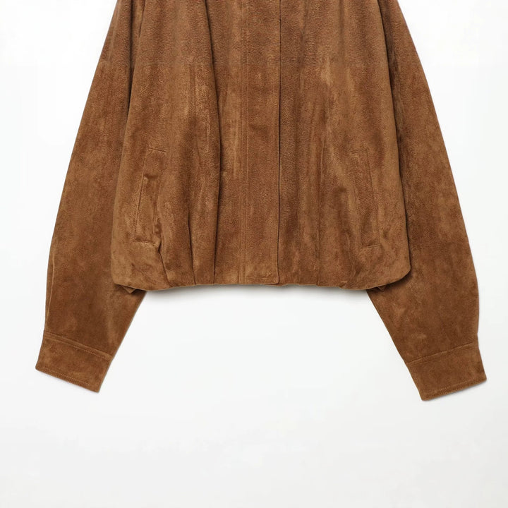 Damen Kurz geschnittene Oversize-Suede-Blousonjacke mit Stehkragen Echo Archiv