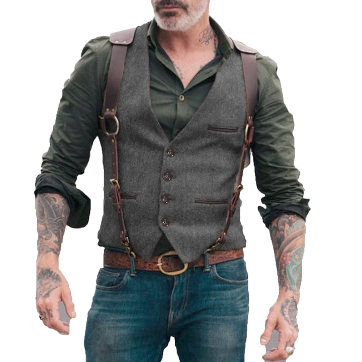 Herren stilvolle Vintage Weste mit Nadelstreifen und Knopfdetails Echoarchiv