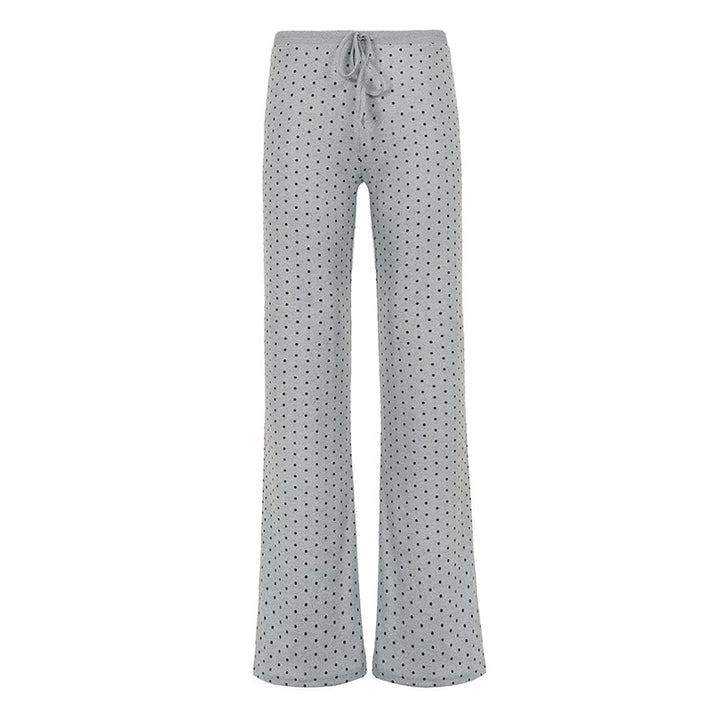 Damen nan gemütliche Highwaist-Loungehose mit weitem Schlag, elastischem Komfortbund, Kordelzug und dezentem Punkte-Print Echo Archiv