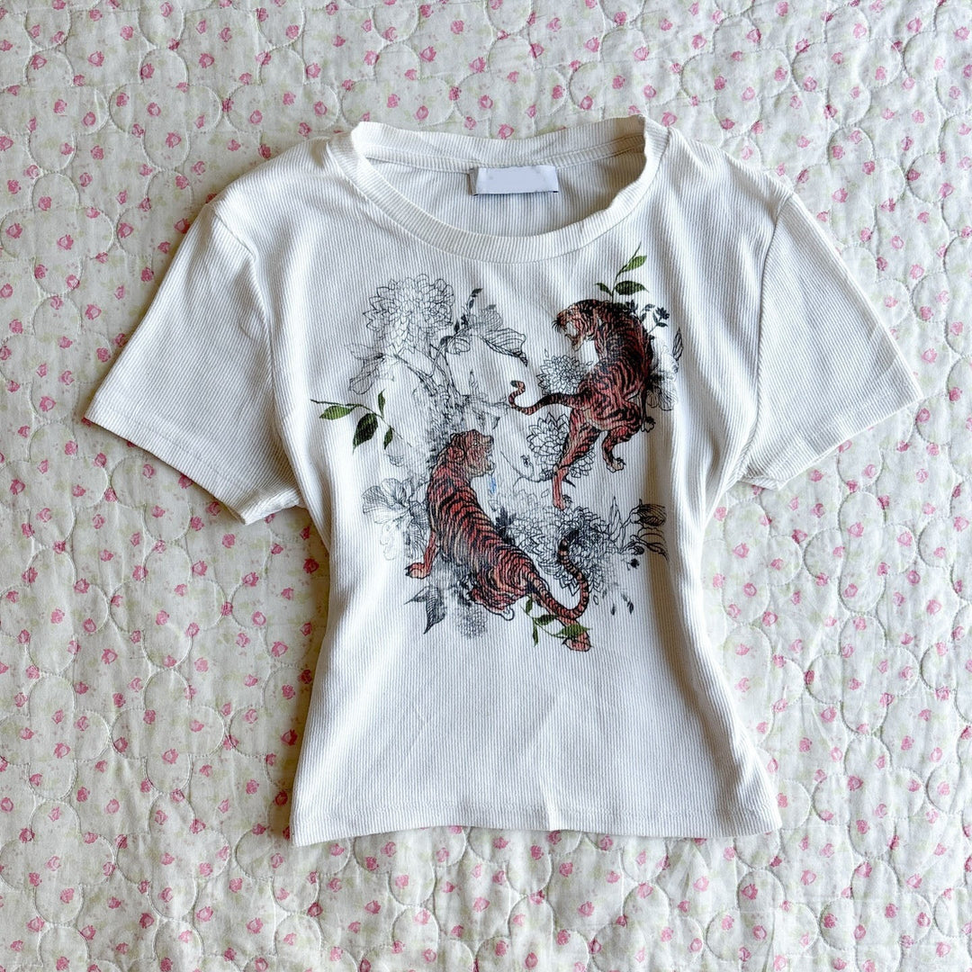 Damen T-Shirt mit kreativem Tigerdesign Echo Archiv