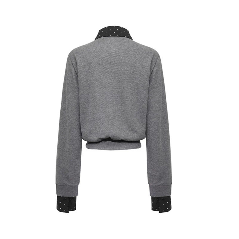 Damen Knopf-Sweatjacke mit eingesetztem Hemdkragen und Manschetten Echoarchiv